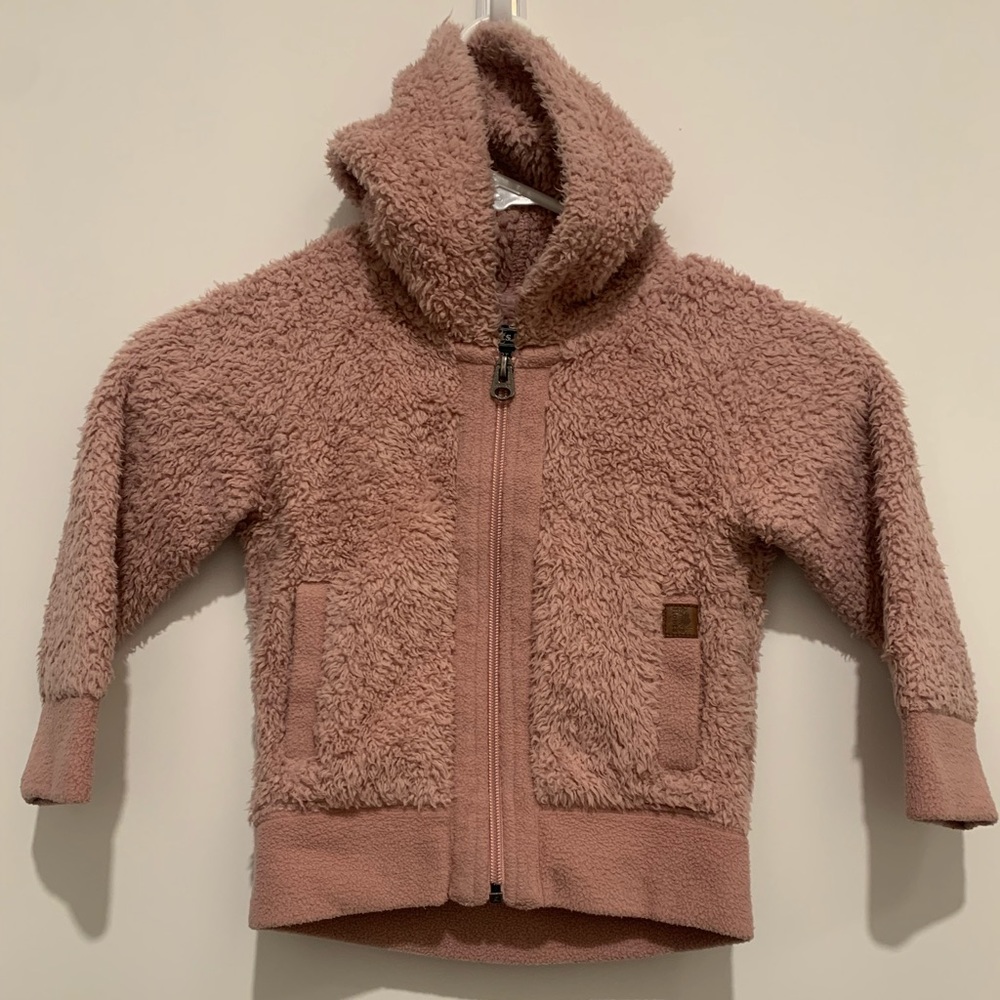 Roots, dusty rose colour, fuzzy jacket, size 2T